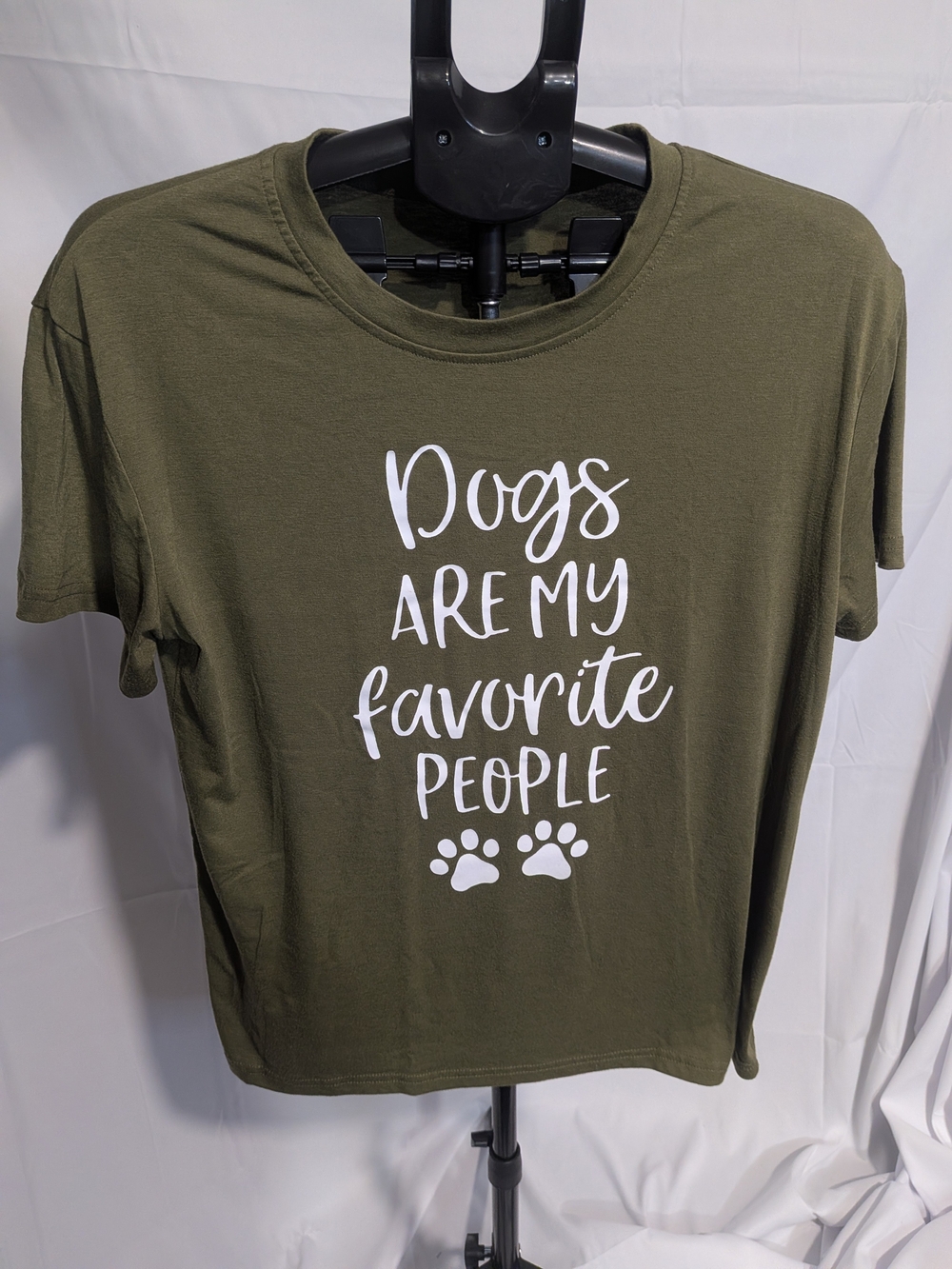 Women's Olive Green 'Dogs Are My Favorite People' Short Sleeve Graphic Tee